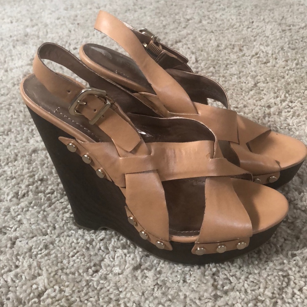 BCBGeneration Brown and tan wedges